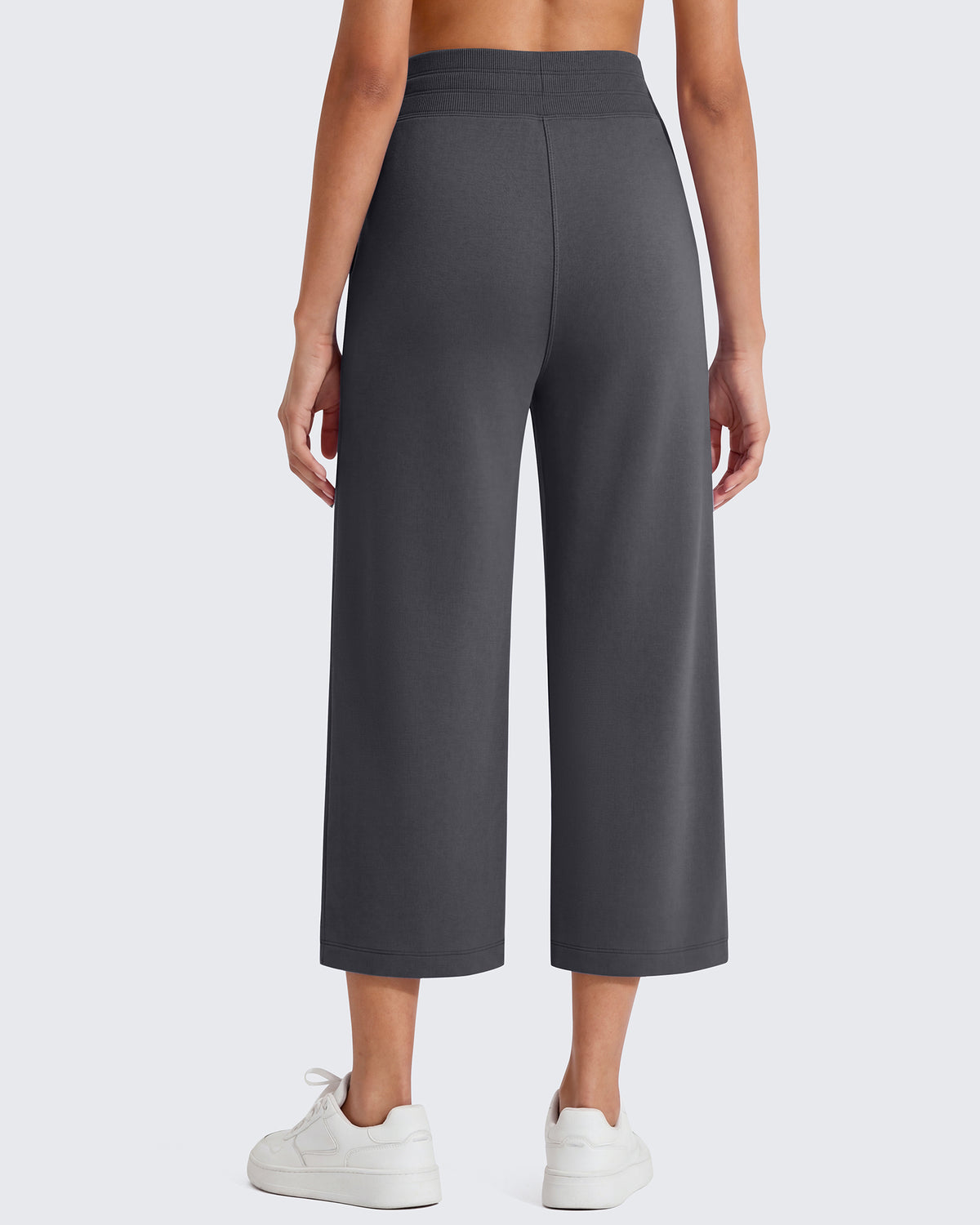 G4Free Smoofit High Waisted Drawstring Wide Leg Capris with Pockets