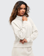 Smoofit Half-Zip White Piping Mock Neck Pullover Sweatshirts