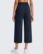 G4Free Smoofit High Waisted Drawstring Wide Leg Capris with Pockets