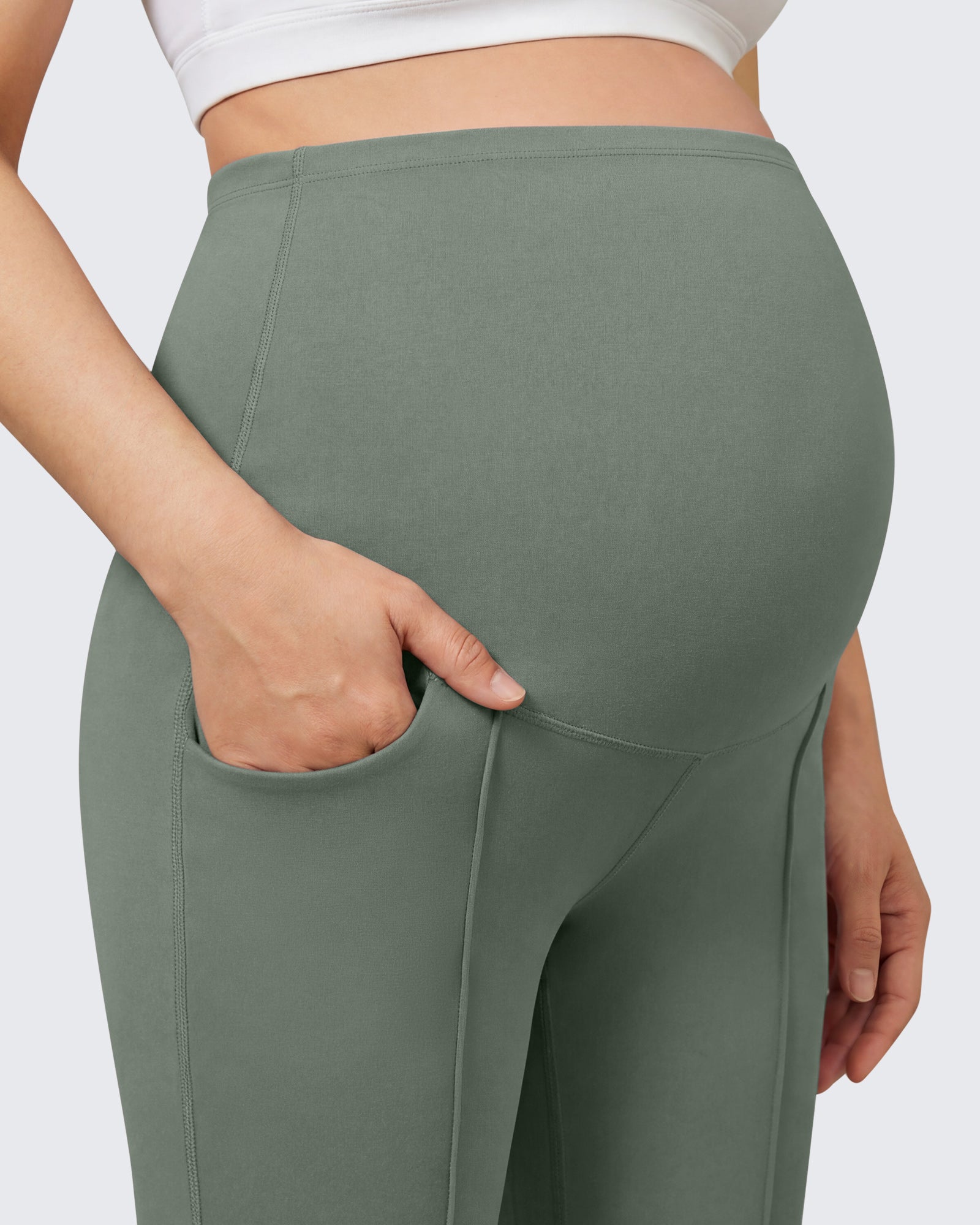 G4Free EverGoing Maternity Flare Leggings with Pockets – Over the Belly 25''
