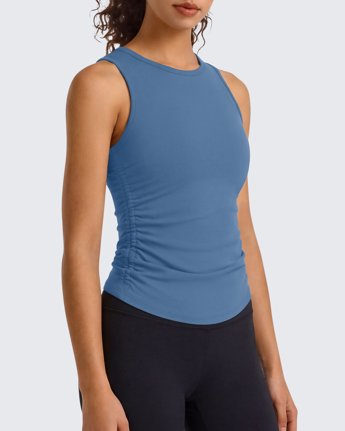 Camiseta sin mangas de yoga G4Free BareFeel con cuello alto fruncido