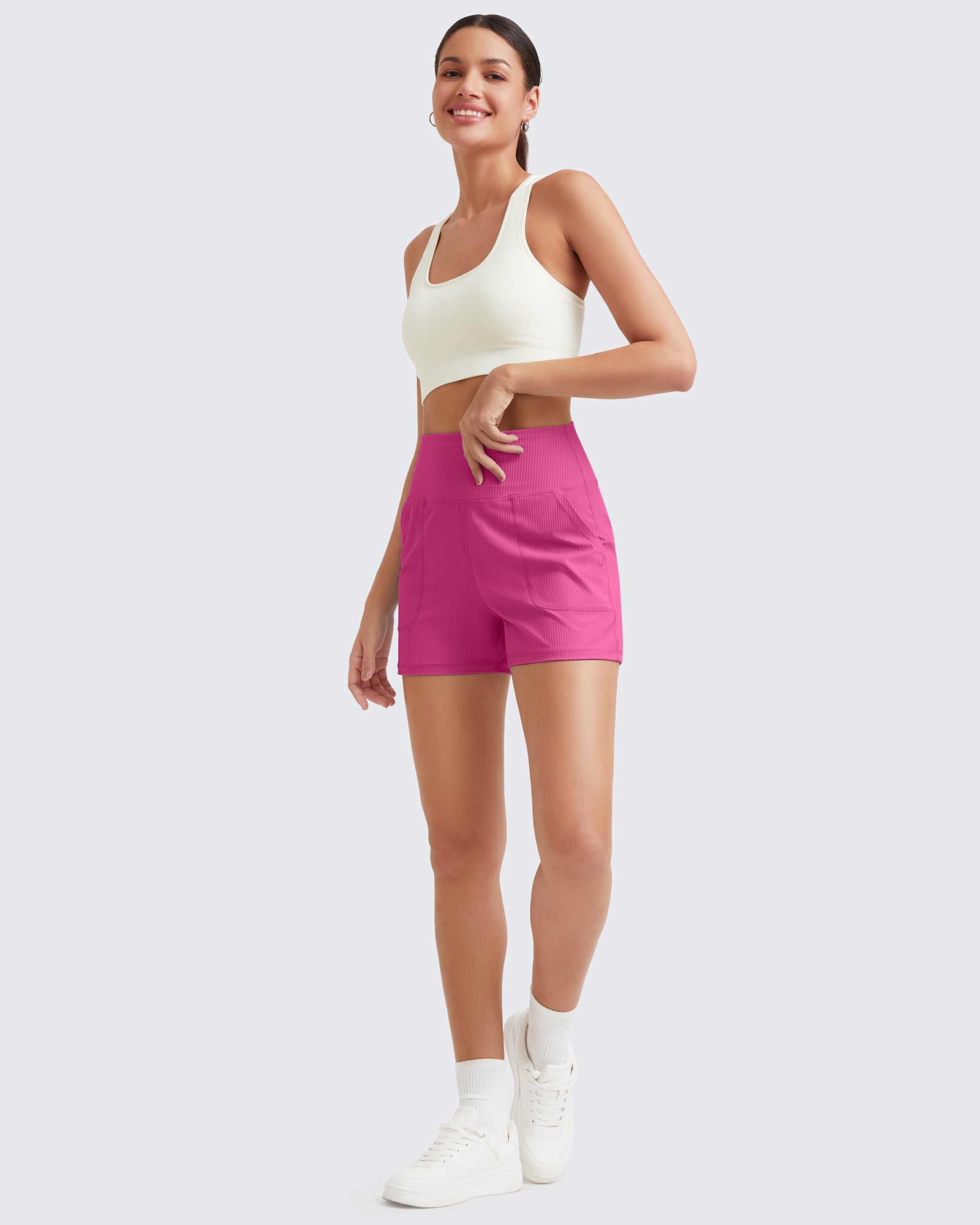 Ribbed Mid-Rise Seamless Work Shorts - G4Free