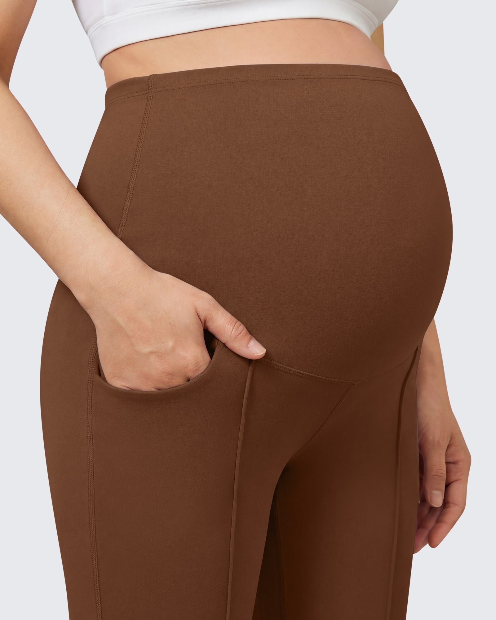G4Free EverGoing Maternity Flare Leggings with Pockets – Over the Belly 25''