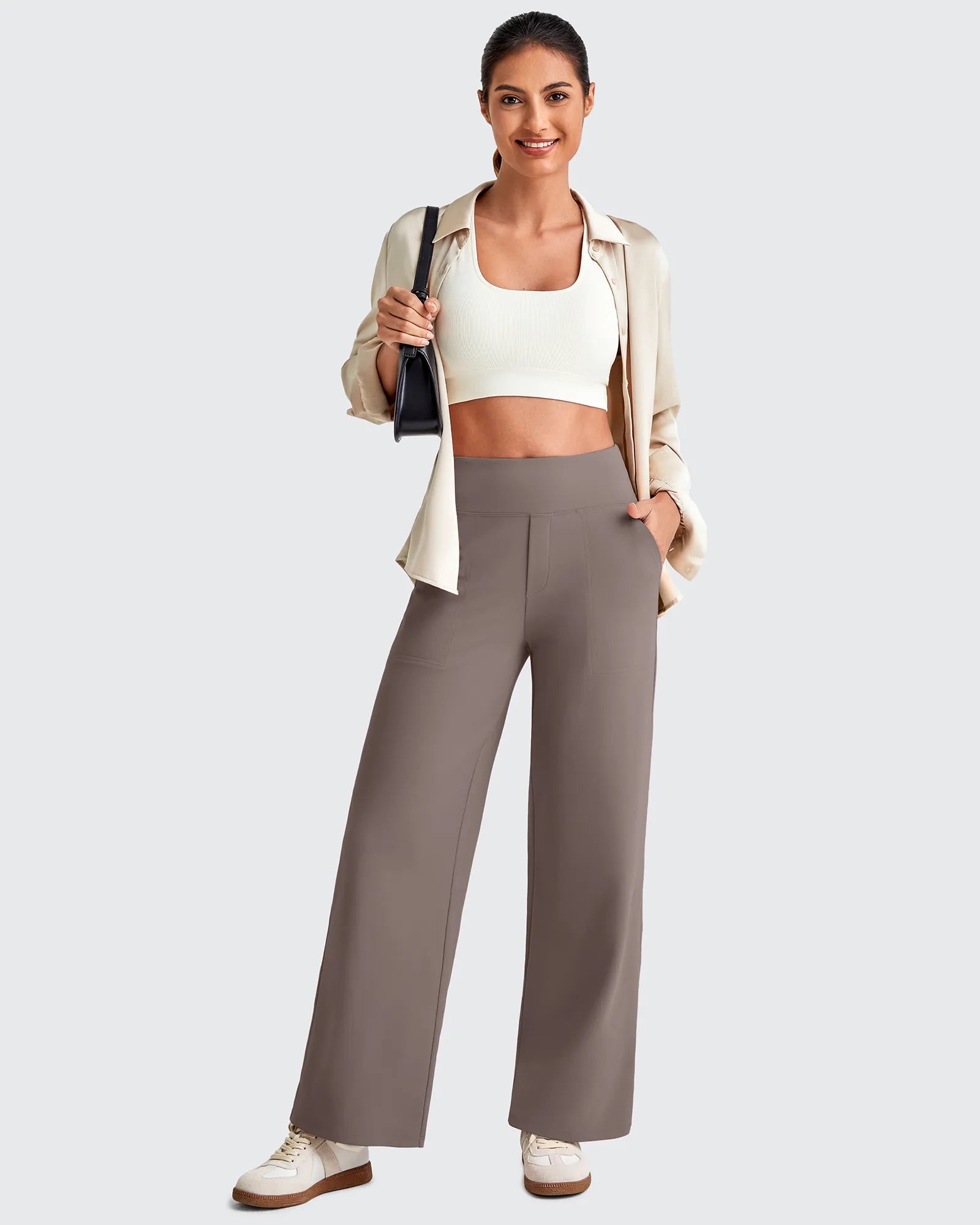 EverGoing High Waist Stretch Dressy Cropped Pants Petite - G4Free
