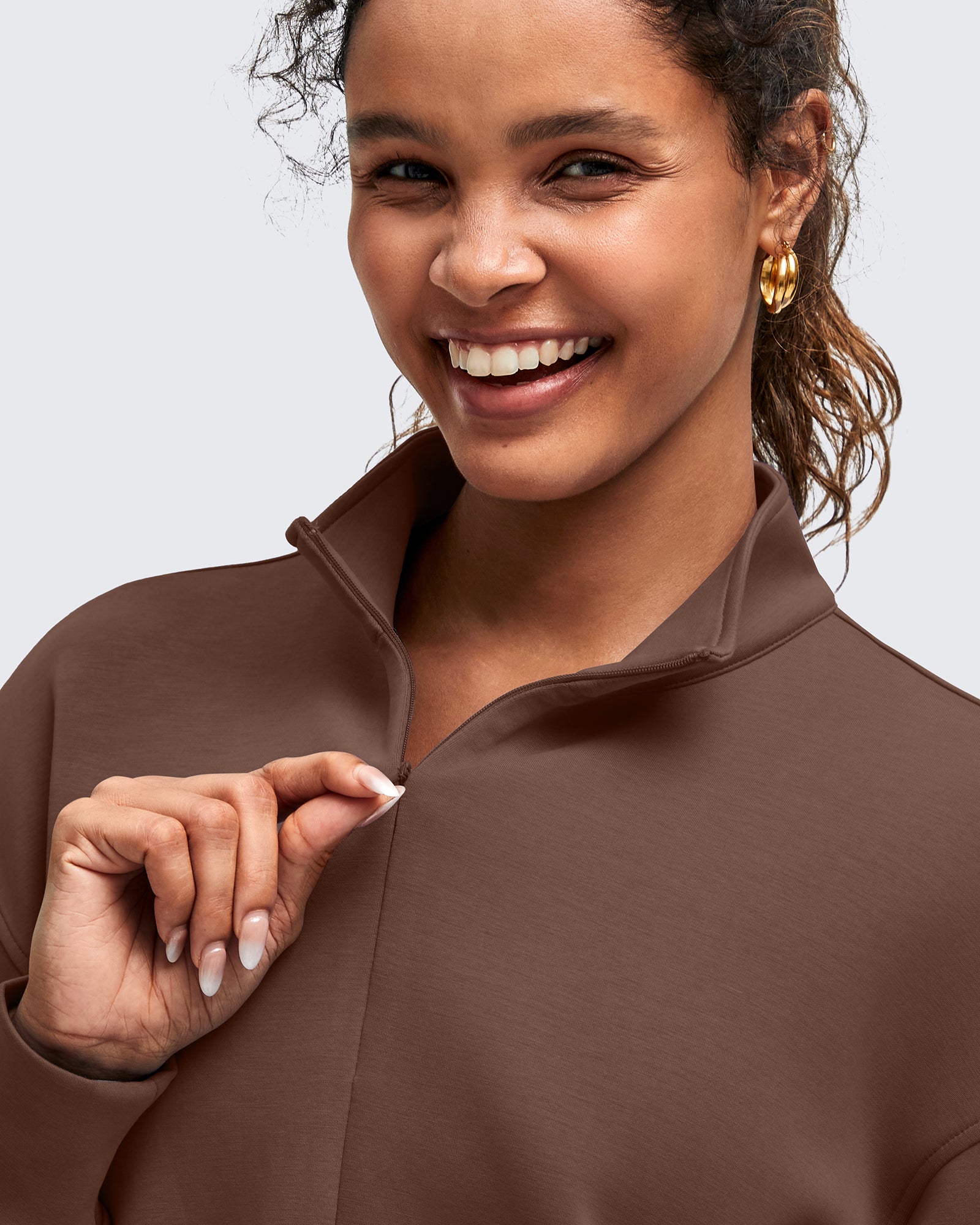 Smoofit Half-Zip Mock Neck Long Sleeve Sweatshirts - G4Free