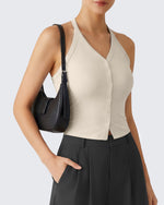 G4Free Ribbed Backless Halter Crop Cami