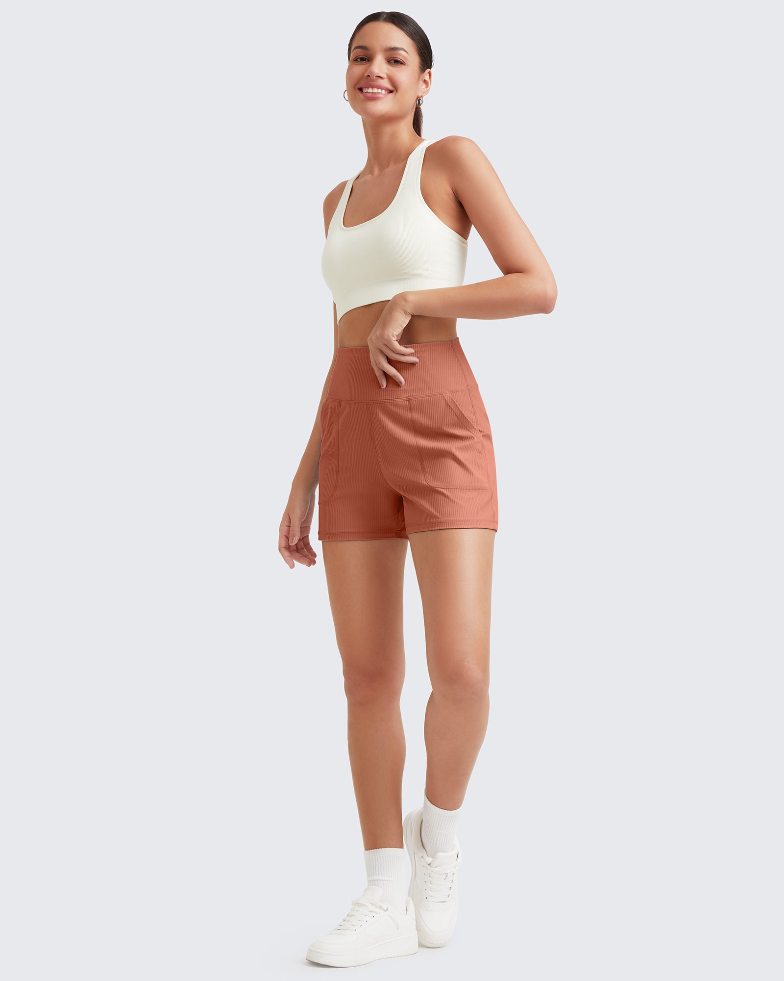 Ribbed Mid-Rise Seamless Work Shorts - G4Free