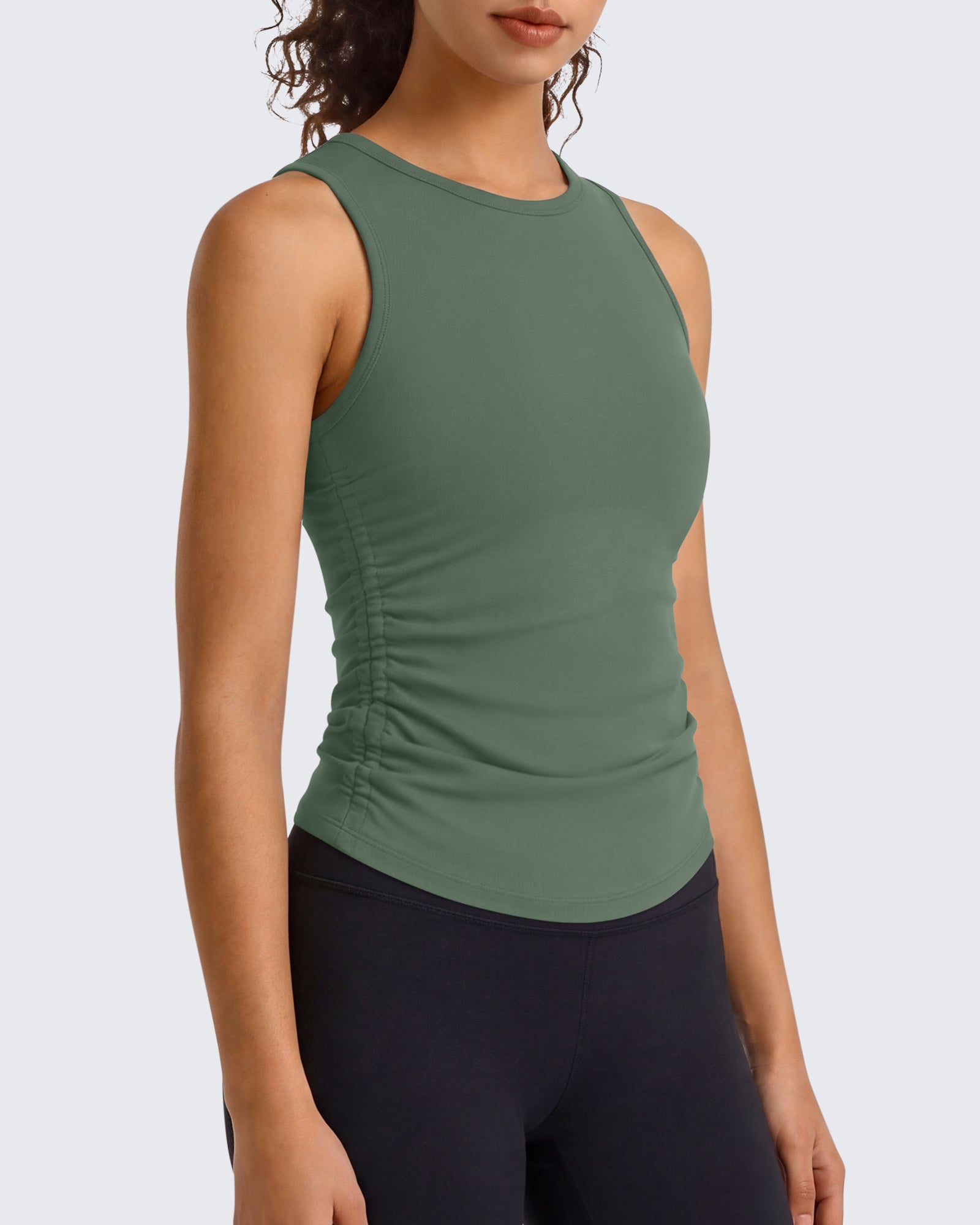 Camiseta sin mangas de yoga G4Free BareFeel con cuello alto fruncido