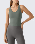 G4Free BareFeel Racerback Tank Top with Removable Padded Bra