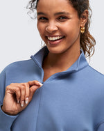 Smoofit Half-Zip Mock Neck Long Sleeve Sweatshirts - G4Free