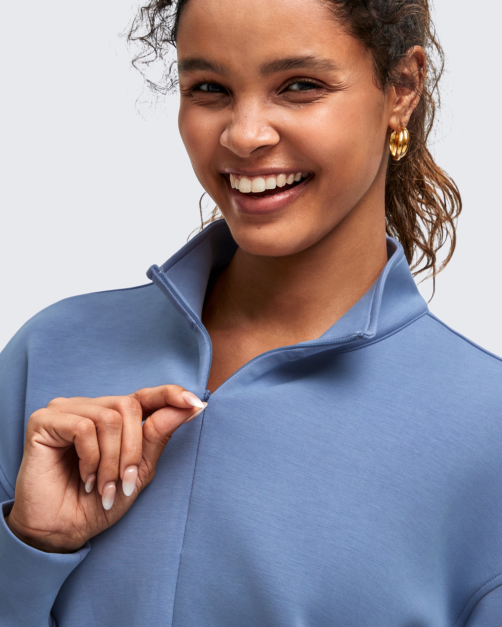 Smoofit Half-Zip Mock Neck Long Sleeve Sweatshirts - G4Free