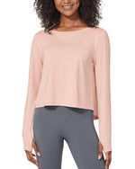 G4Free Activewear Boatneck Crop Workout Long Sleeve