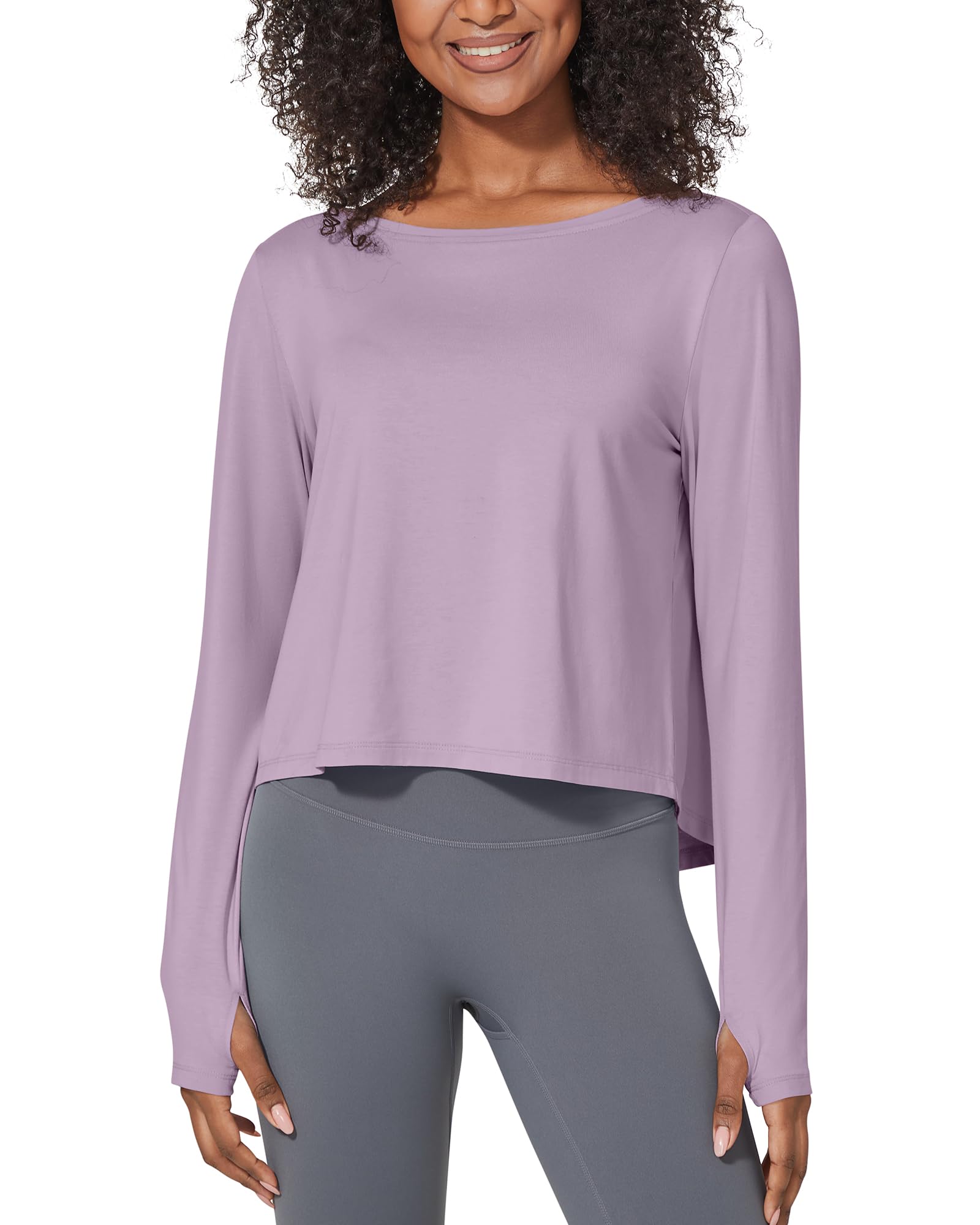 G4Free Activewear Boatneck Crop Workout Long Sleeve