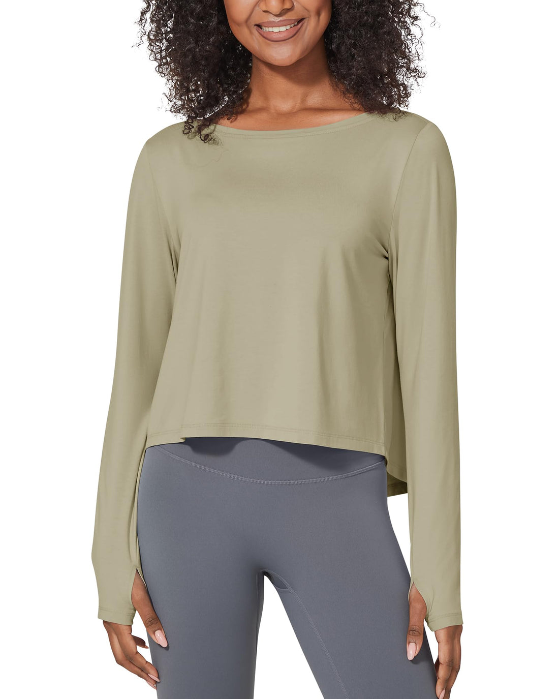 G4Free Activewear Boatneck Crop Workout Long Sleeve #