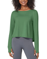 G4Free Activewear Boatneck Crop Workout Long Sleeve