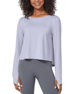 G4Free Activewear Boatneck Crop Workout Long Sleeve