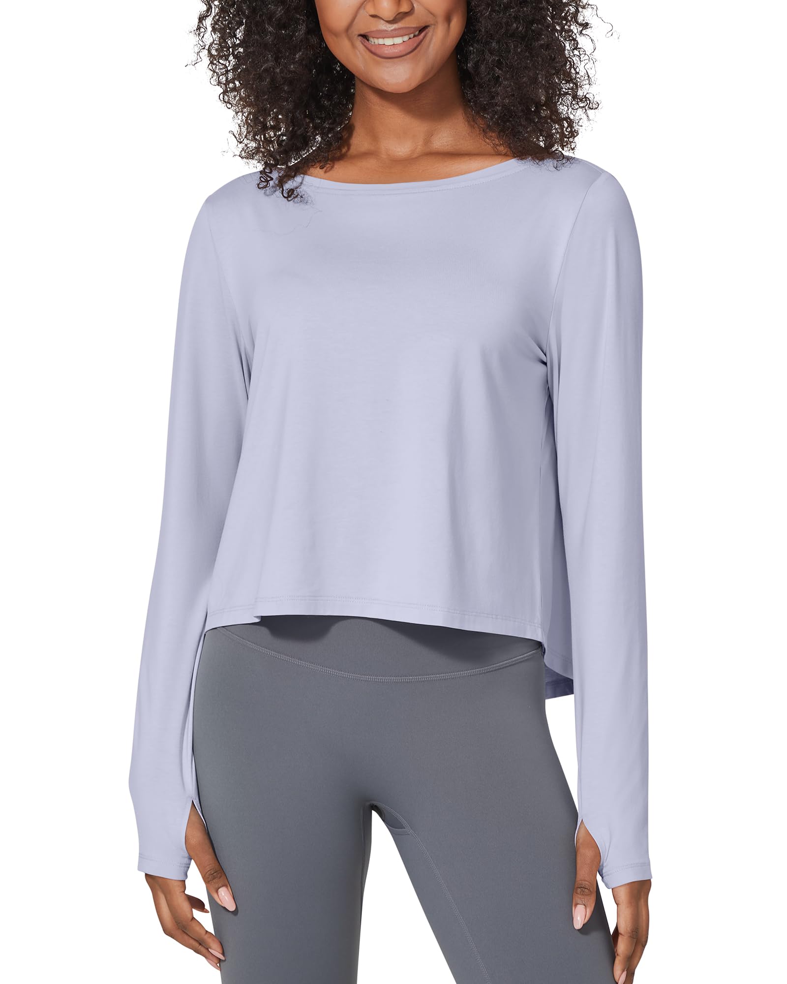G4Free Activewear Boatneck Crop Workout Long Sleeve
