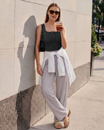 Neck Sleeveless Crop Tops G4Free Ribbed Cropped Henley Tank Top