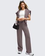 Smoofit Wide Leg Drawstring Double Layer Waist Pants