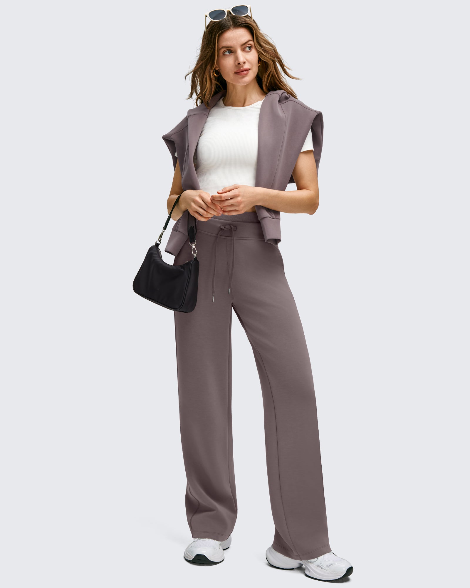 Smoofit Wide Leg Drawstring Double Layer Waist Pants