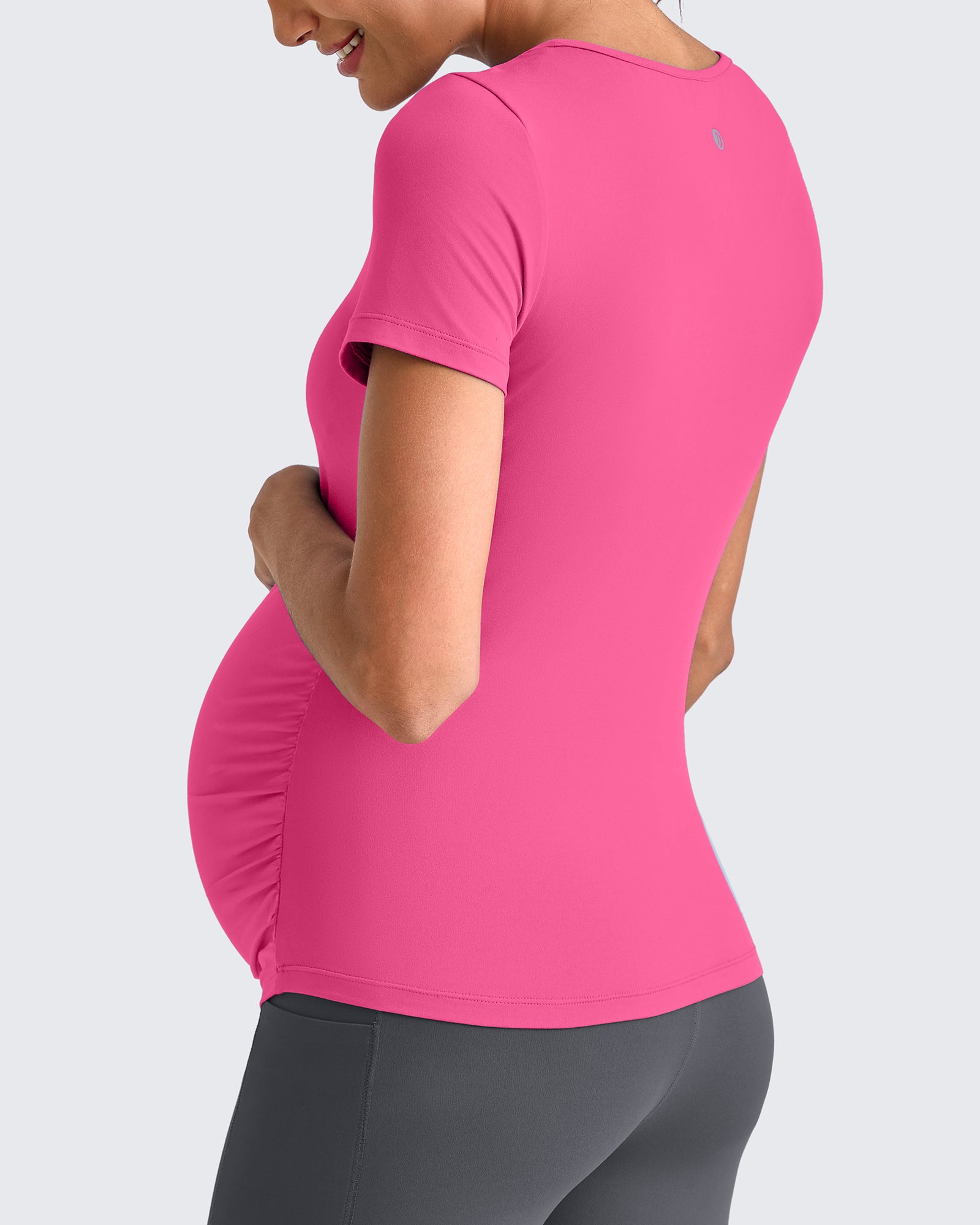 Lightweight V Neck Side Ruched Maternity Short Sleeve - G4Free