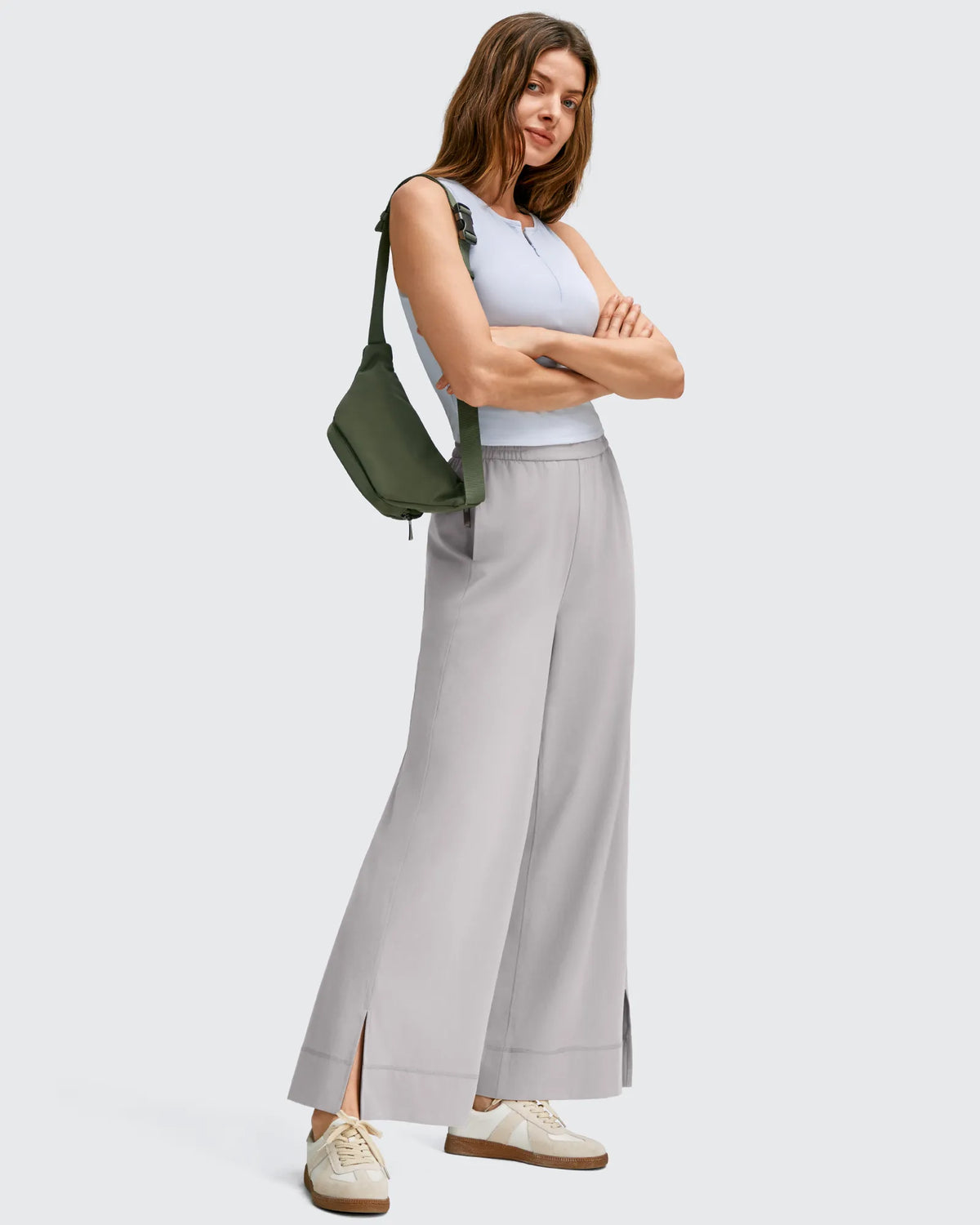 Strowen Lightweight Ankle Splits Wide Leg Ankle Pants