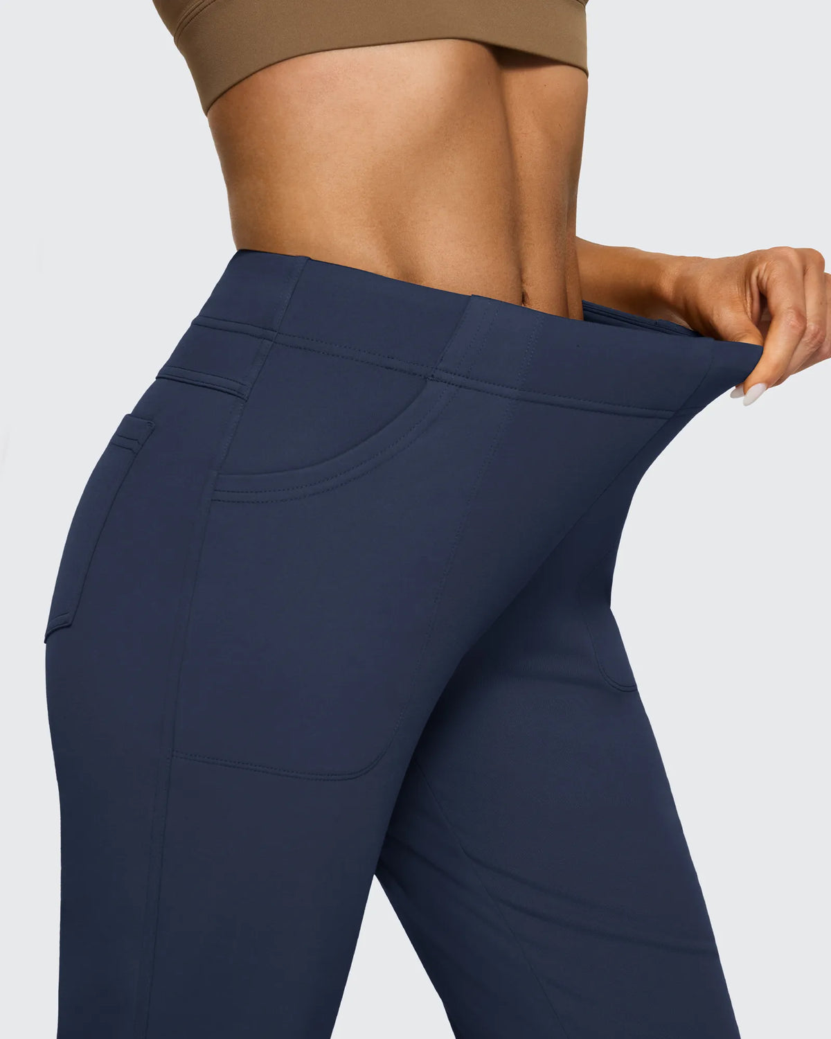 Fleece Lined High-Waist Flare Work Pants - G4Free