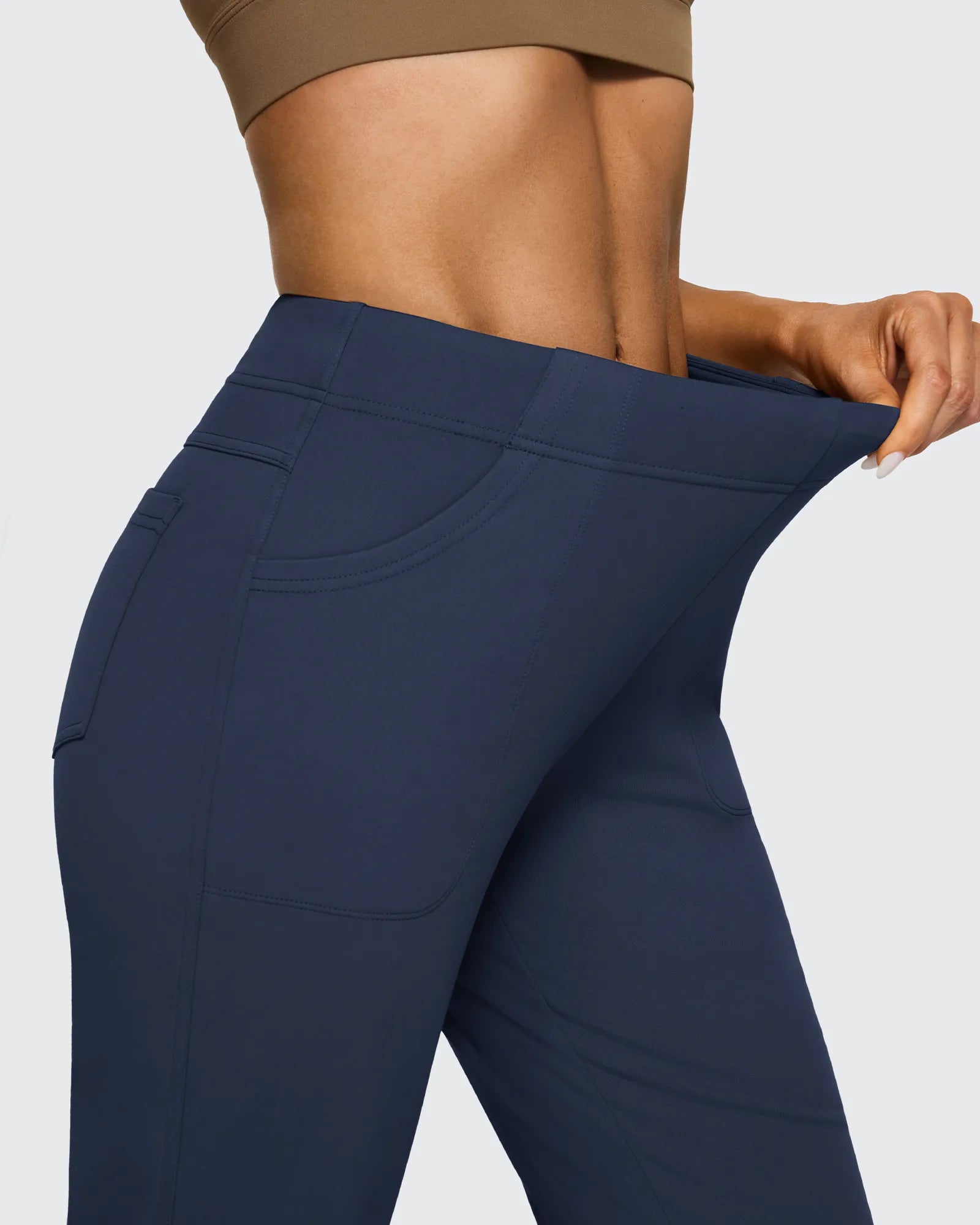 Fleece Lined High-Waist Flare Work Pants - G4Free