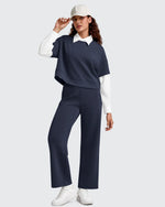 Pantalones deportivos tobilleros de pernera ancha con cintura elástica Smoofit
