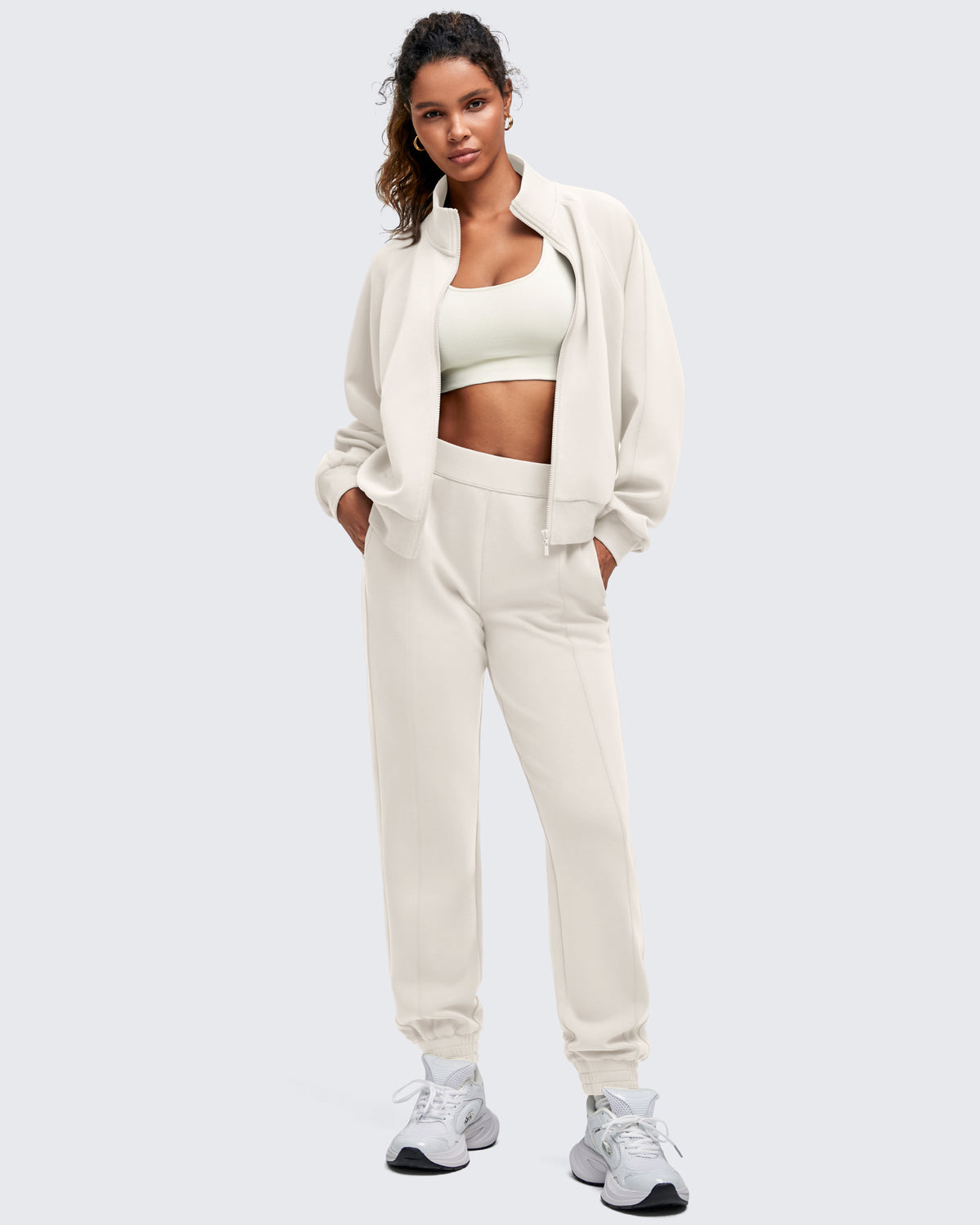 Smoofit Mock Neck Zip Up Pockets Jackets