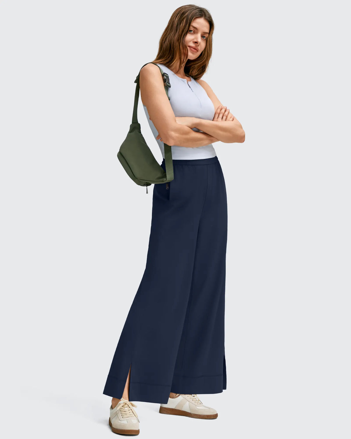 Strowen Lightweight Ankle Splits Wide Leg Ankle Pants