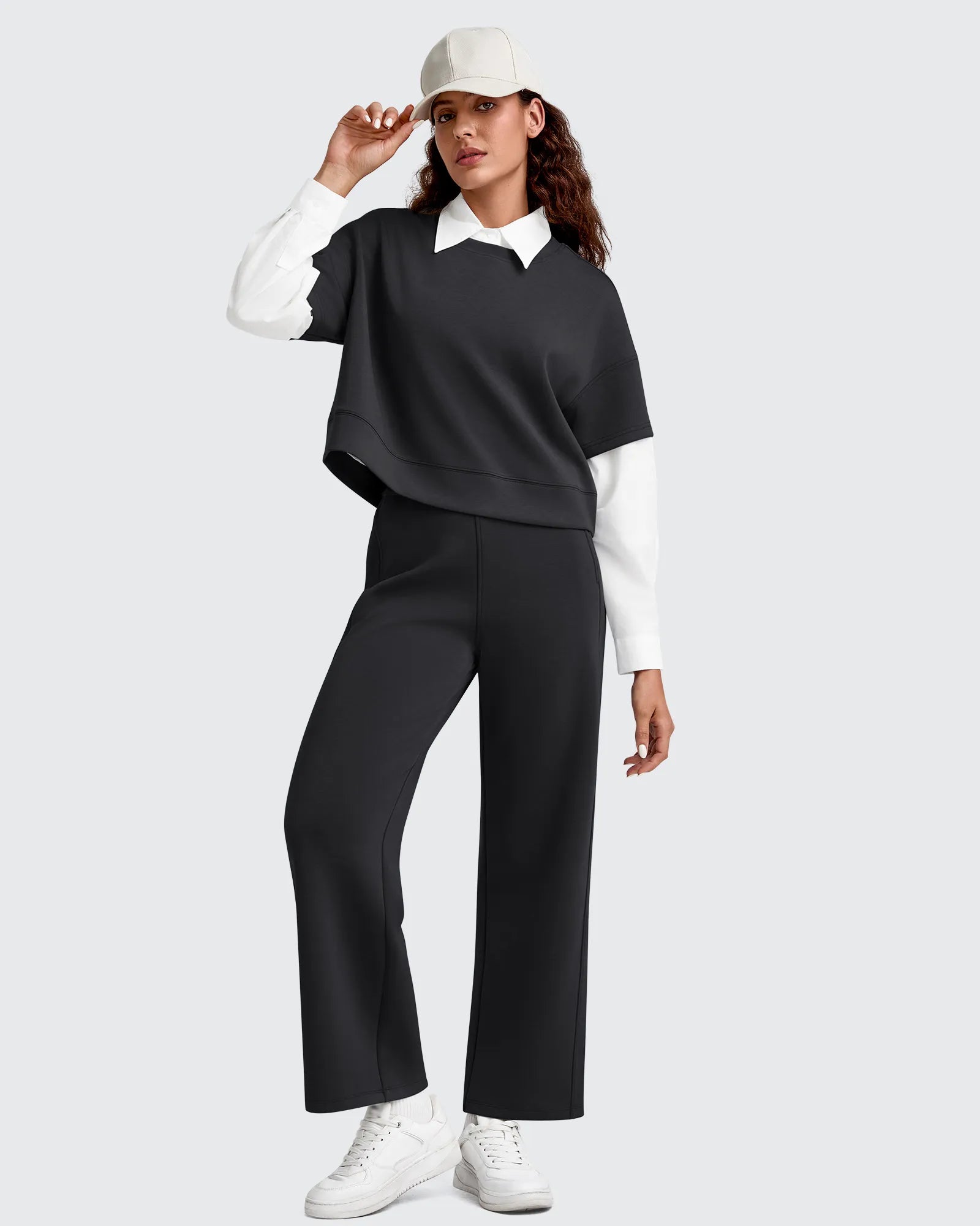 Pantalones deportivos tobilleros de pernera ancha con cintura elástica Smoofit