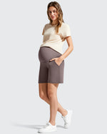 Evergoing Front Pleats Pockets Maternity Shorts