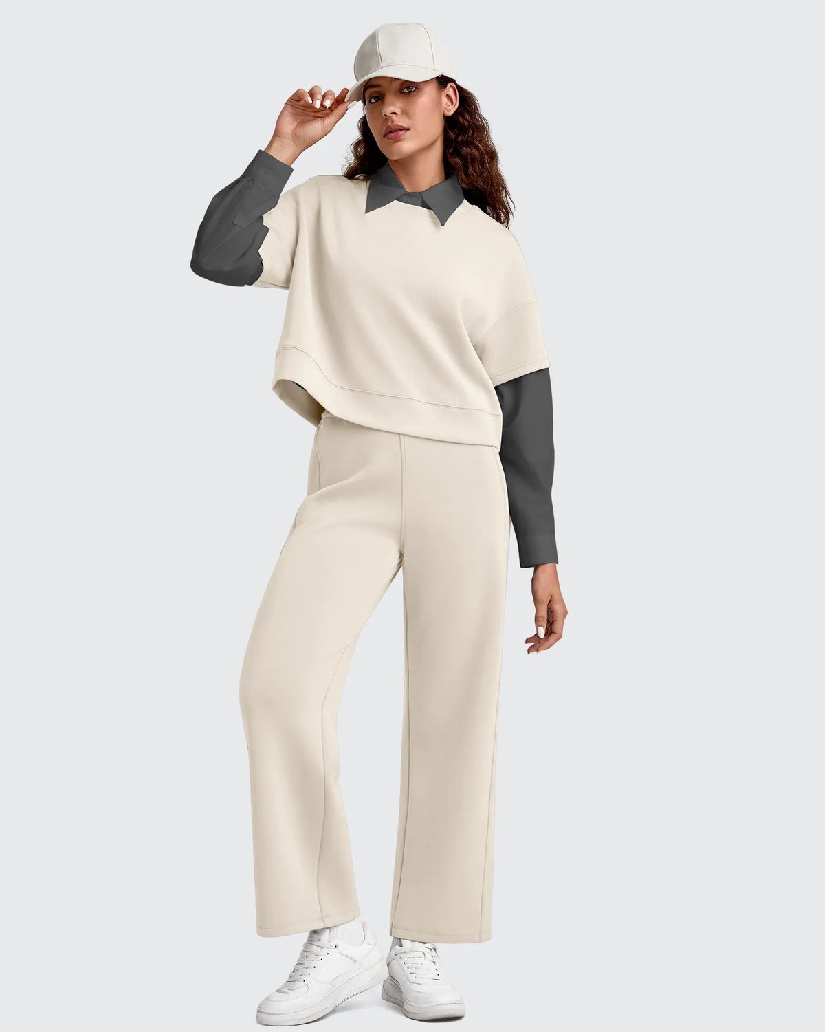 Pantalones deportivos tobilleros de pernera ancha con cintura elástica Smoofit