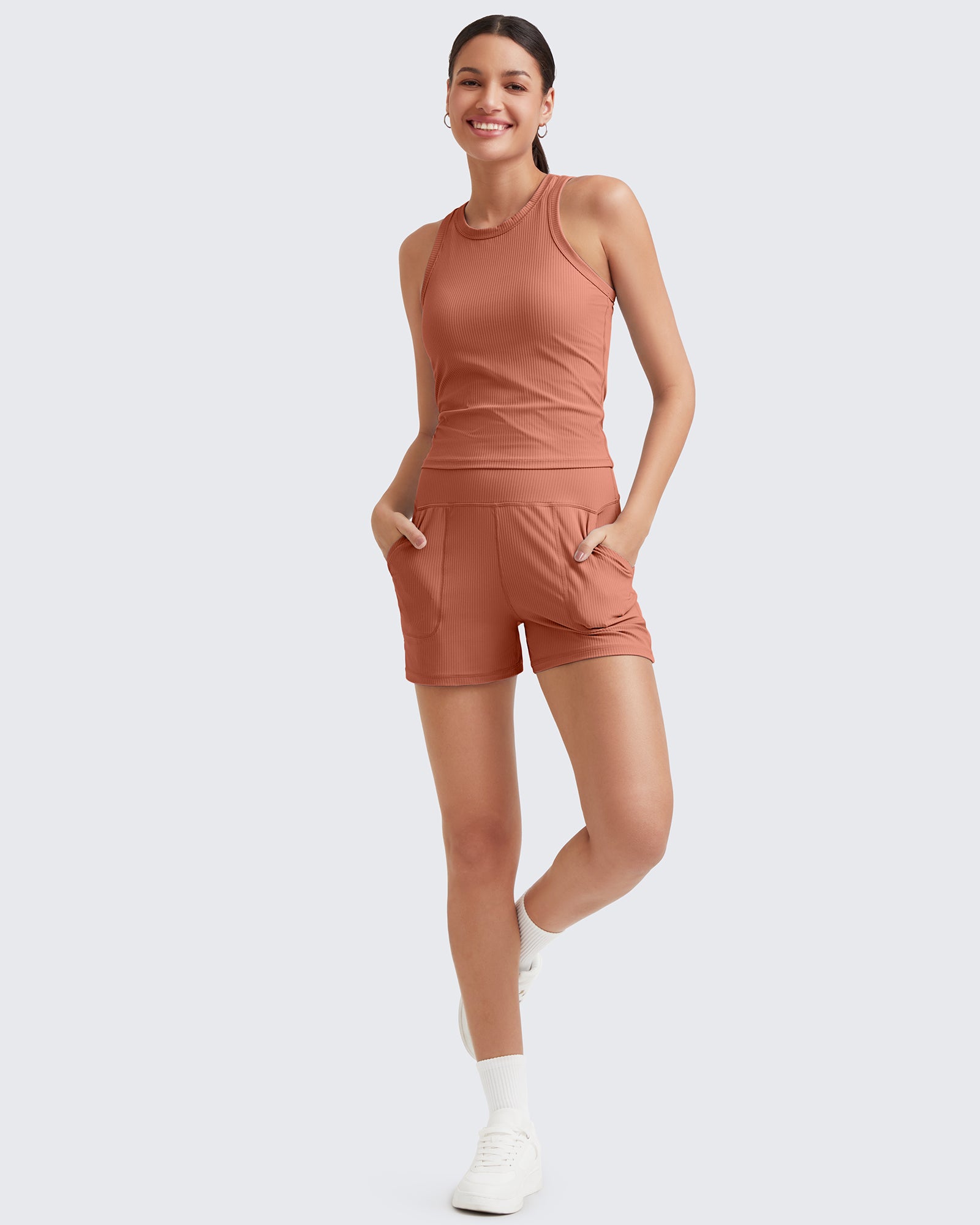 Ribbed Mid-Rise Seamless Work Shorts - G4Free