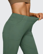 Fleece Lined High-Waist Flare Work Pants - G4Free