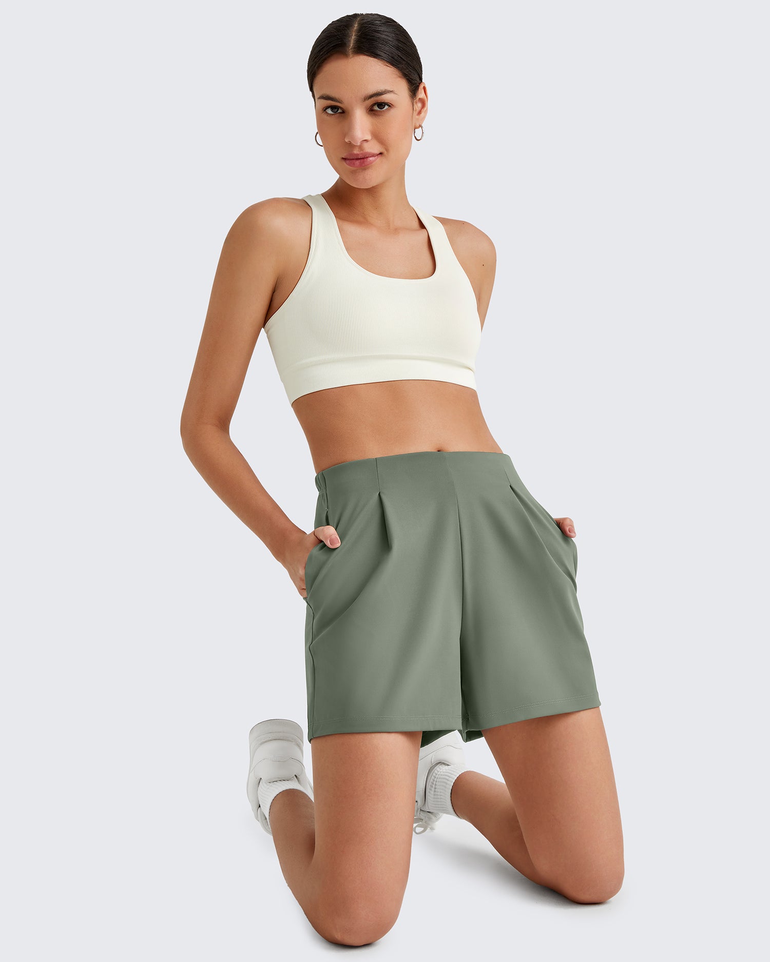 ShiftReady High-Rise Pleated Work Shorts 5'' - G4Free