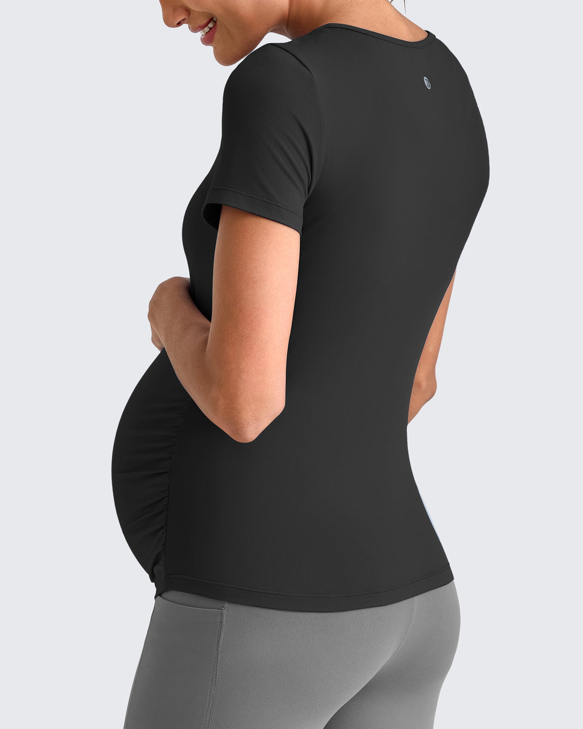 Lightweight V Neck Side Ruched Maternity Short Sleeve - G4Free