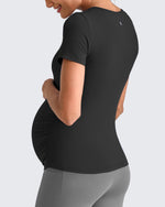 Lightweight V Neck Side Ruched Maternity Short Sleeve - G4Free