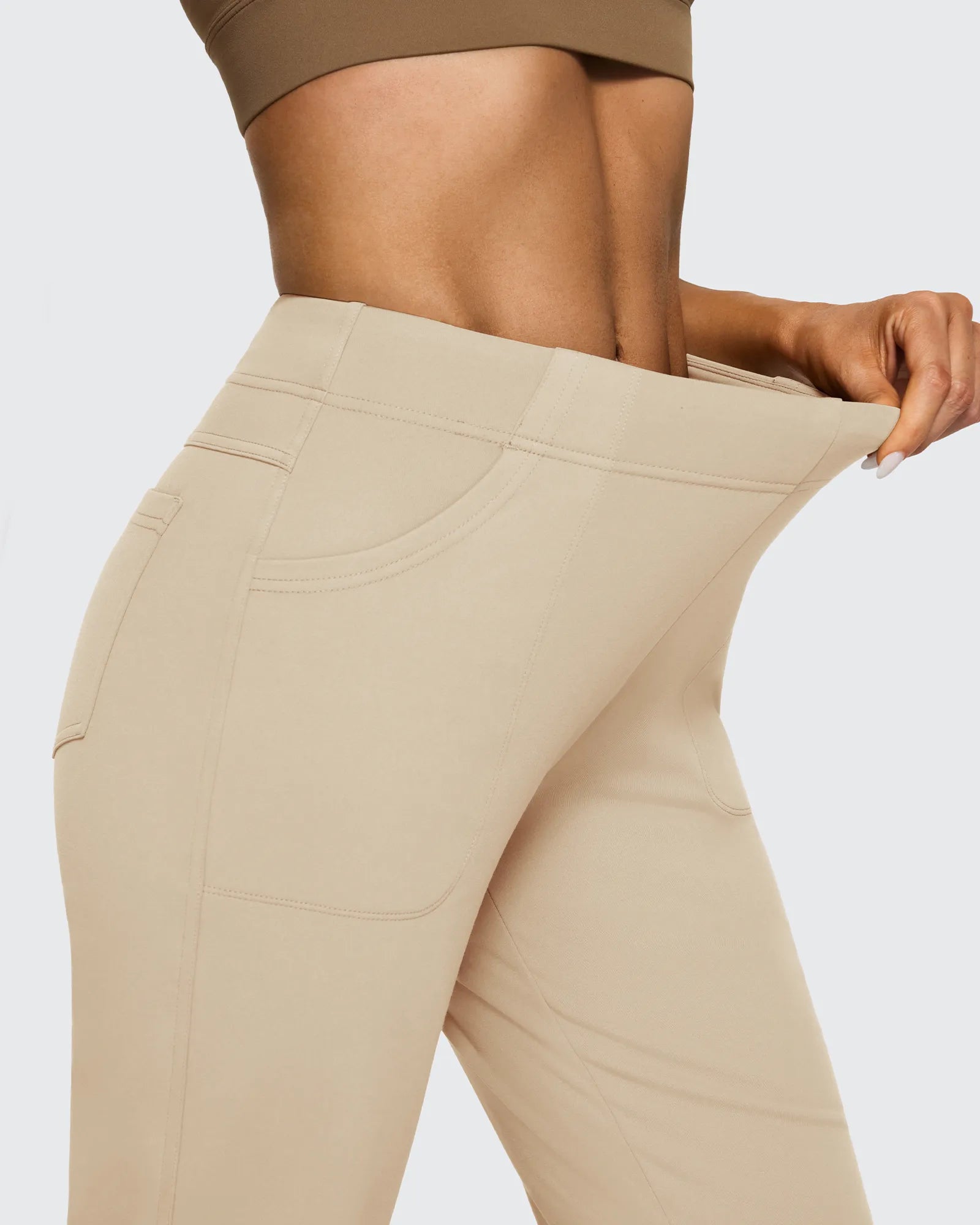 Fleece Lined High-Waist Flare Work Pants - G4Free