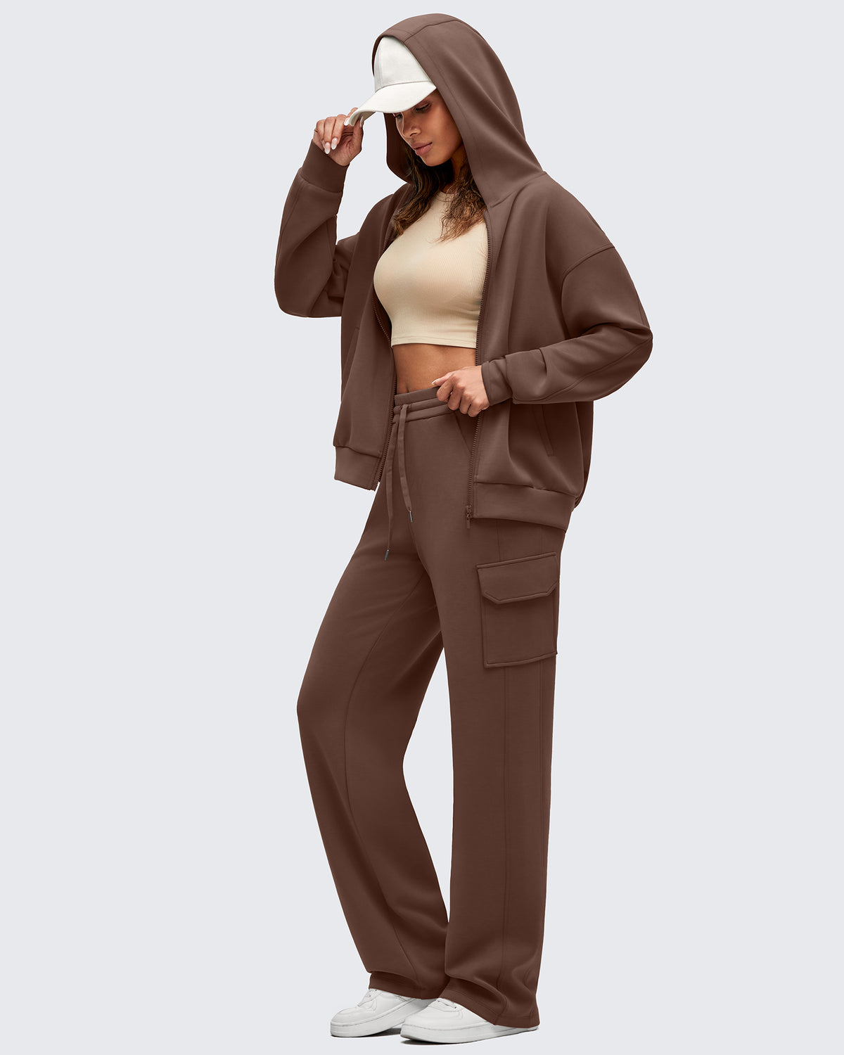 Smoofit Drawstring Wide Leg Pockets Cargo Sweatpants
