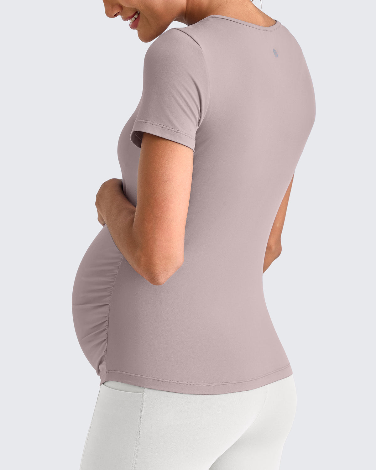 Lightweight V Neck Side Ruched Maternity Short Sleeve - G4Free