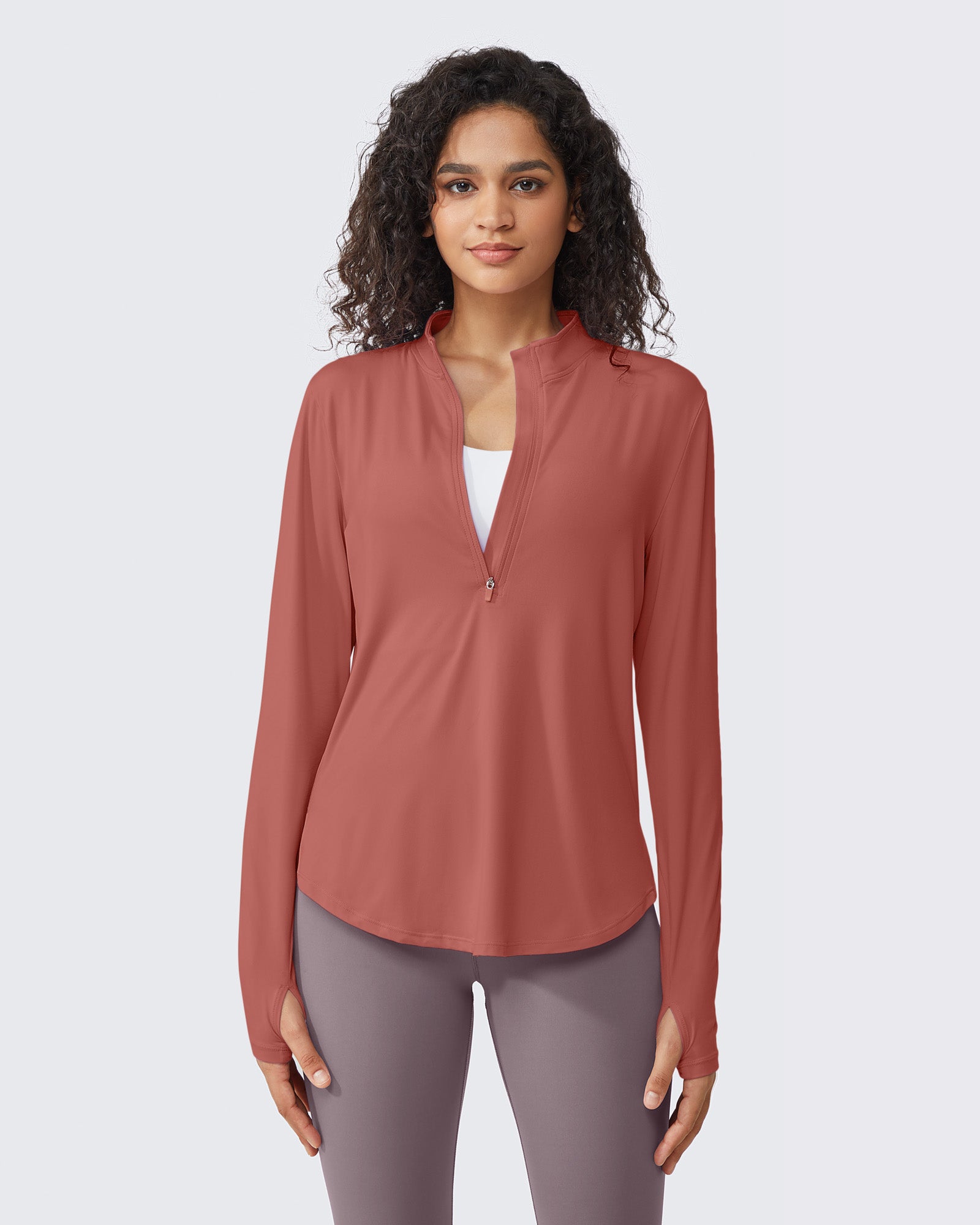 Quick Dry High Neck Sun Half Zip Tops - G4Free