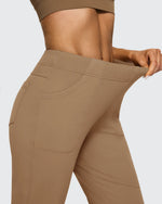 Fleece Lined High-Waist Flare Work Pants - G4Free