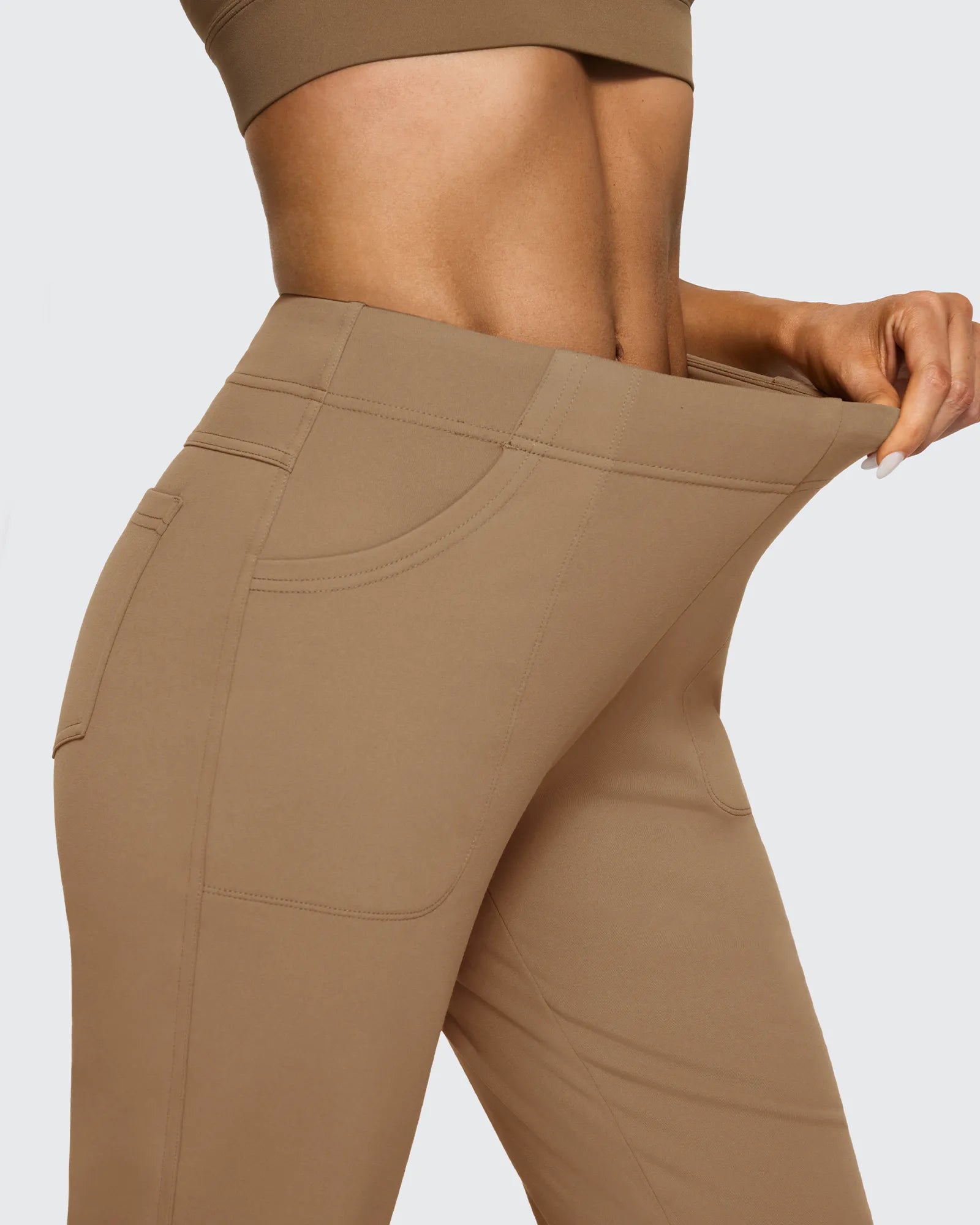 Fleece Lined High-Waist Flare Work Pants - G4Free