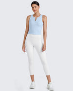 G4Free Activewear BareFeel Half Zip Cropped Workout Tank Tops