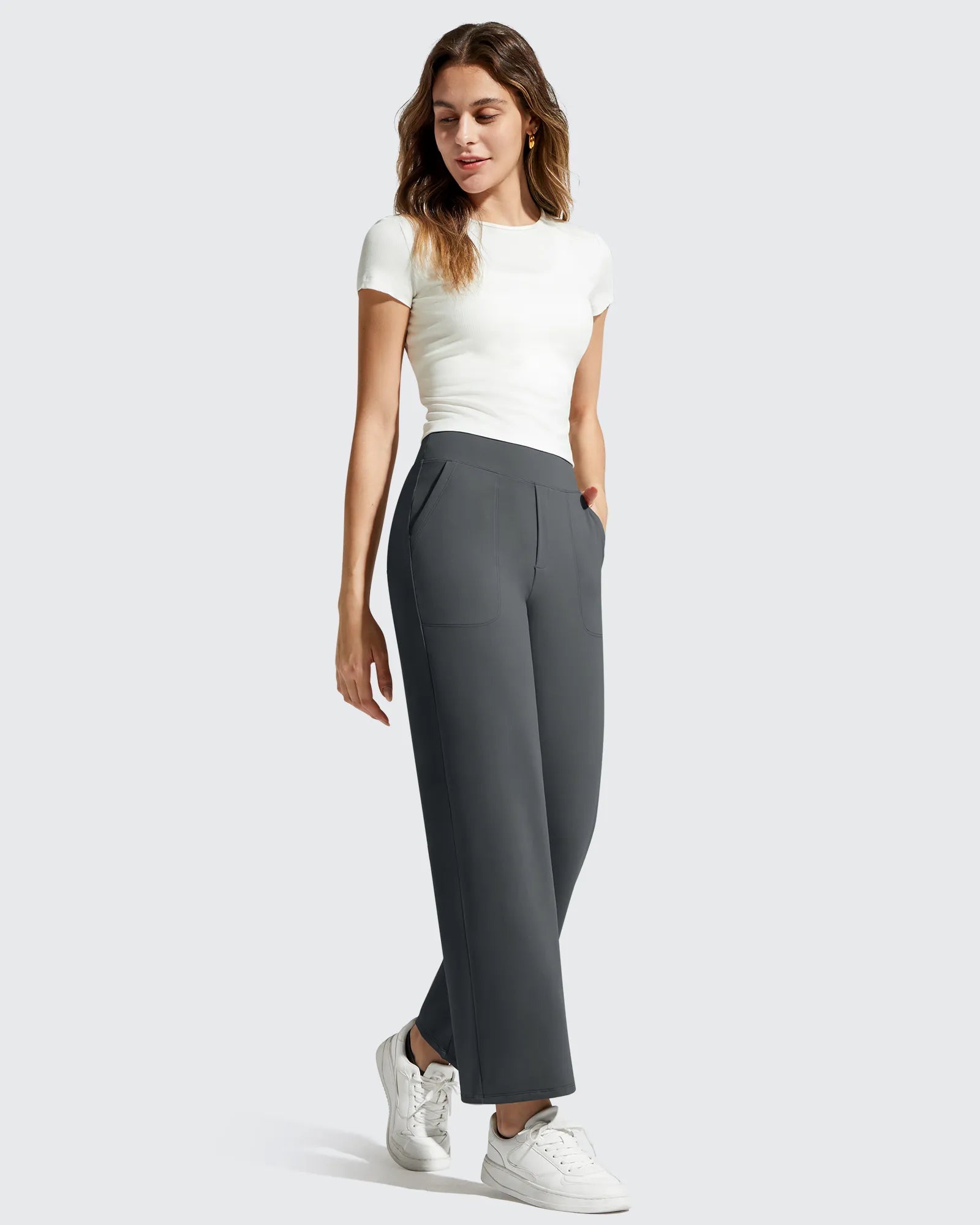 BareFeel Faux Fly Ankle Length Casual Dress Pants