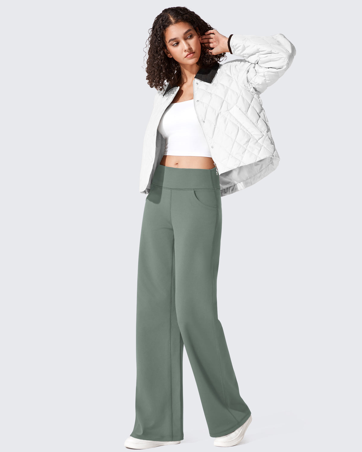 EverGoing Fleece Lined High-Waist Wide Leg Thermal Trousers - G4Free