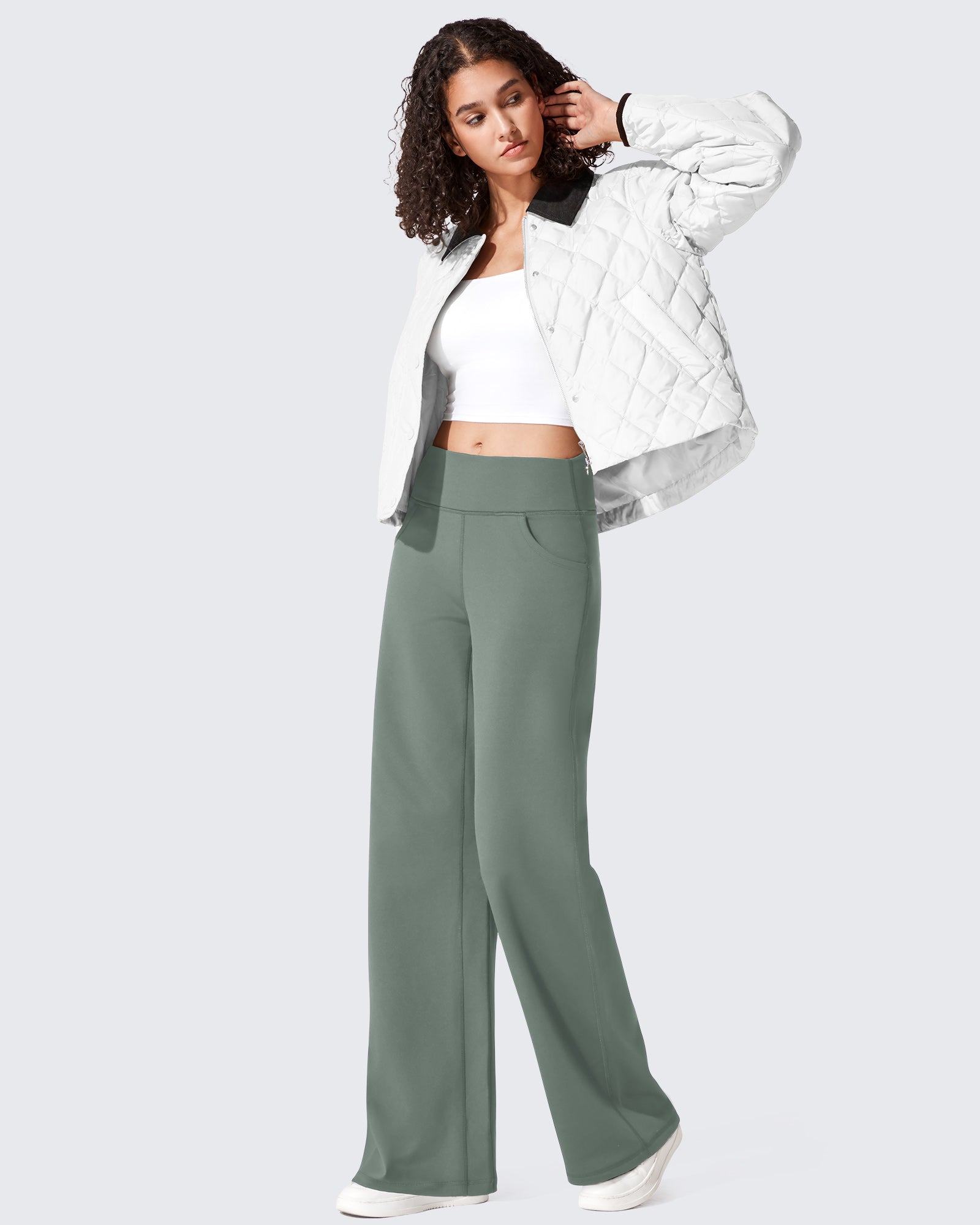EverGoing Fleece Lined High-Waist Wide Leg Thermal Trousers - G4Free
