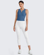 G4Free Activewear BareFeel Half Zip Cropped Workout Tank Tops